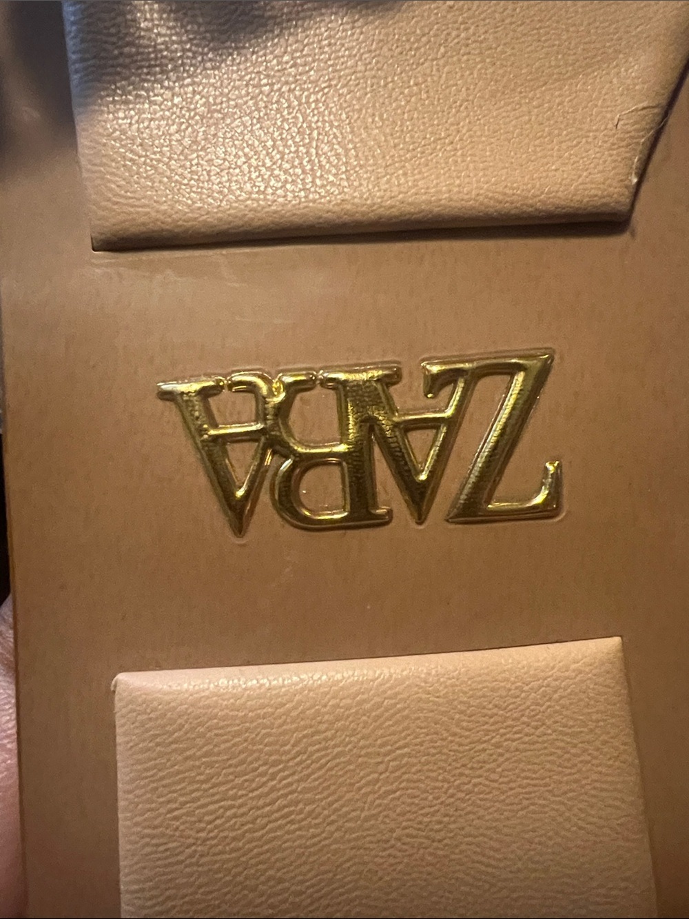 ZARA Pearl-Strap Tan Slide Sandals - Picture 3 of 5
